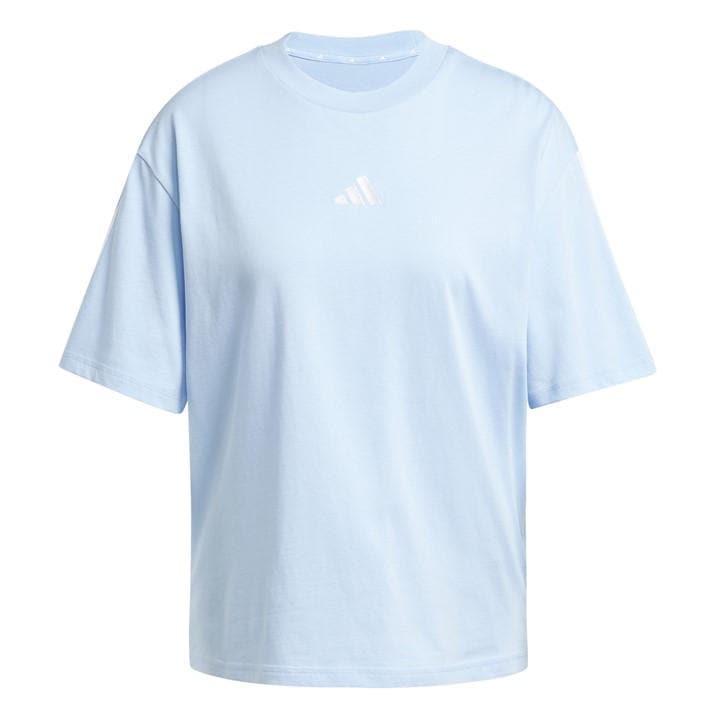 Adidas Women' Blue Essentials 3 Stripe T-Shirt in Size S, Sports Direct