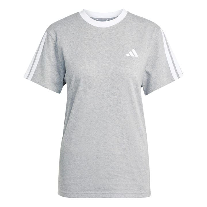 Adidas Women's Grey Essentials 3 Stripe T-Shirt in Size M, Sports Direct