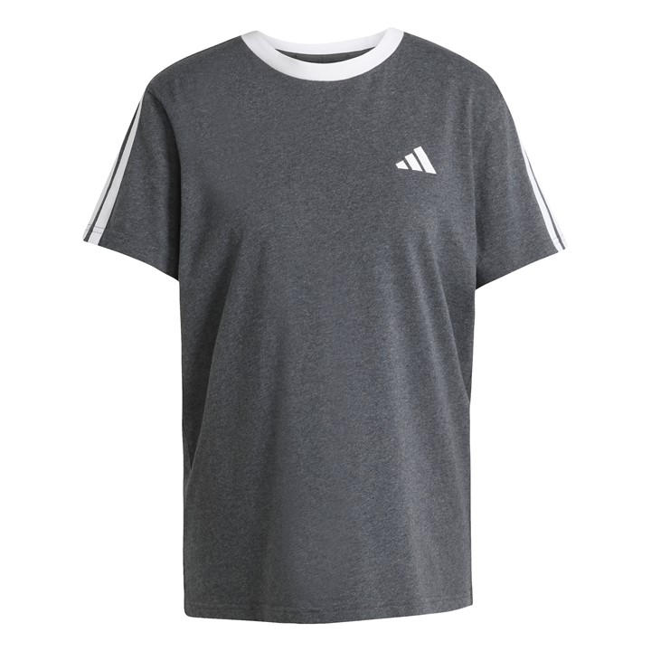 Adidas Women's Grey Essentials 3 Stripe T-Shirt Extra Small