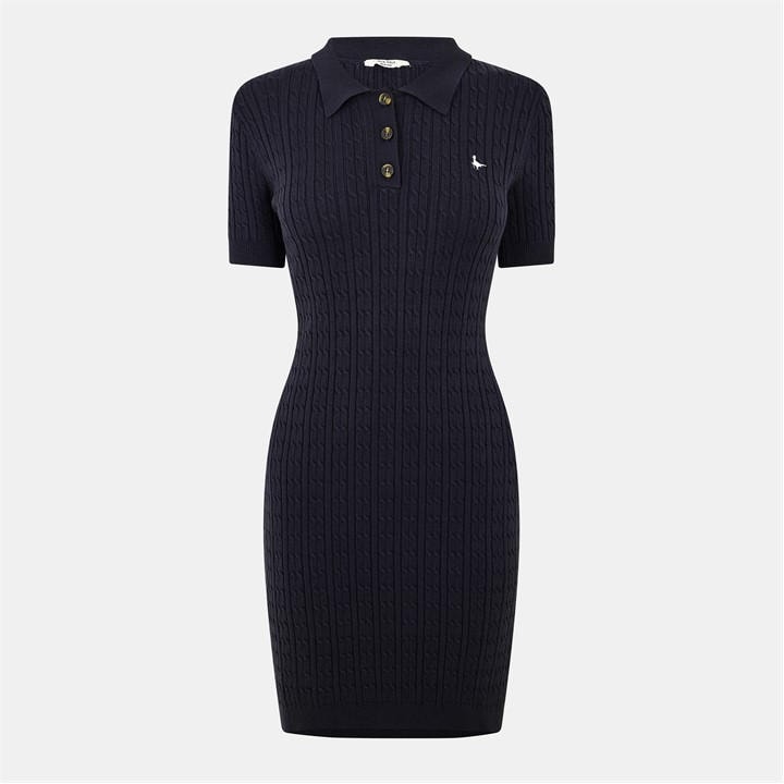 Jack Wills Women's Blue Moray Polo Cable Knitted Mini Dress in Size 12, Sports Direct