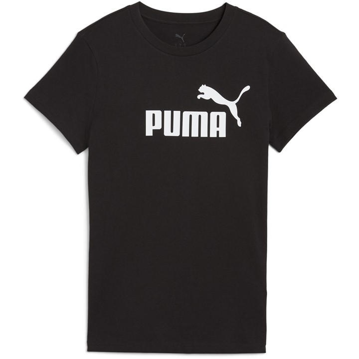 Puma Women's Black Regular Fit Logo T-Shirt in Size 12, Sports Direct