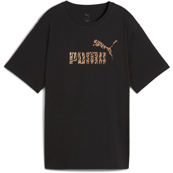 Puma Women's Black Regular Fit Logo T-Shirt in Size 10, Sports Direct