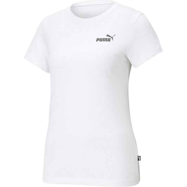 Puma Women's White Ess Small Logo Regular Fit T-Shirt in Size 10, Sports Direct