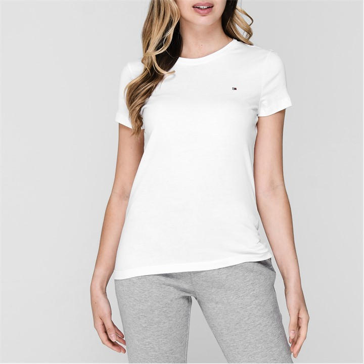 Tommy Hilfiger Women's White Heritage Crew Neck T Shirt Size 12