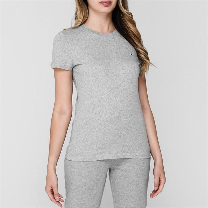 Tommy Hilfiger Women's Grey Heritage Crew Neck T Shirt in Size 6, Sports Direct