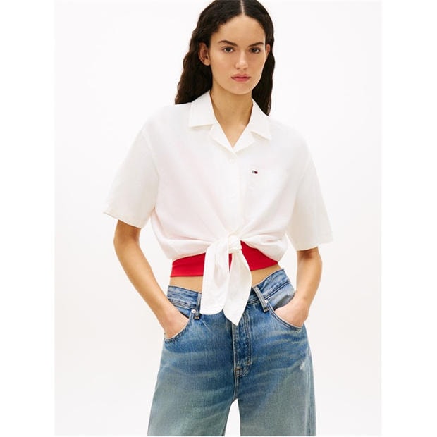 Ecru - Tommy Jeans - Women's Short Sleeve Plain Shirt