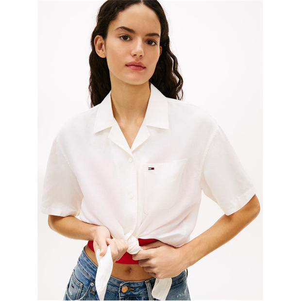 Ecru - Tommy Jeans - Women's Short Sleeve Plain Shirt