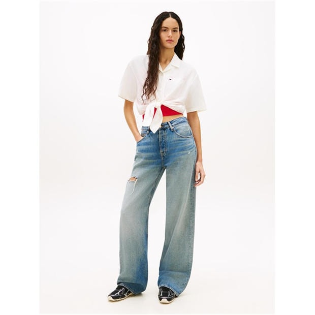 Ecru - Tommy Jeans - Women's Short Sleeve Plain Shirt
