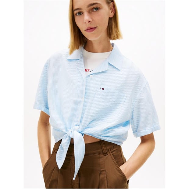 Powd Blue/Str - Tommy Jeans - Women's Short Sleeve Plain Shirt