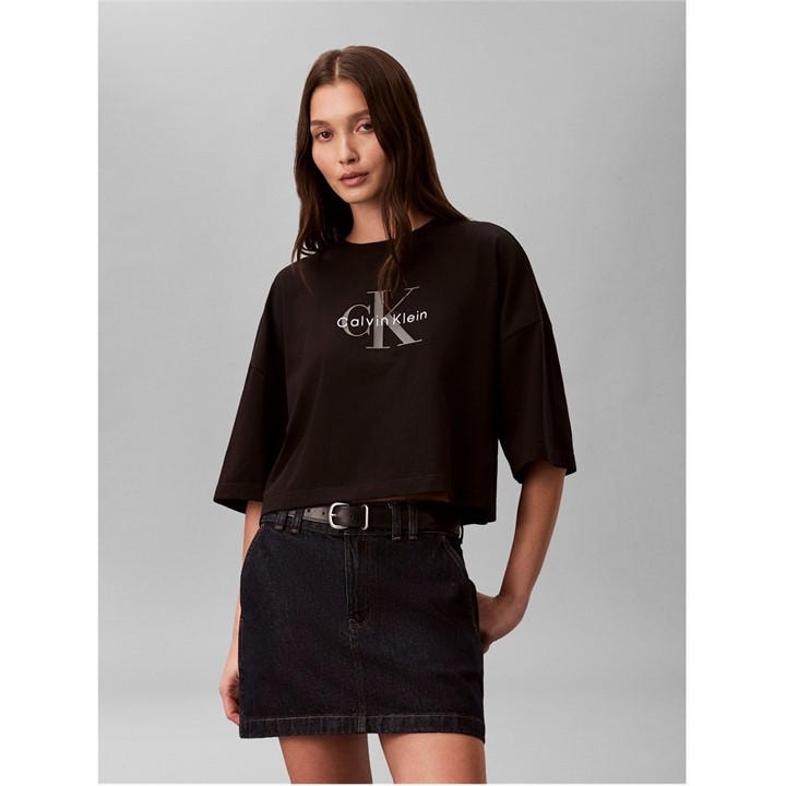 Calvin Klein Jeans Women's Black Oversized T-Shirt in Size 14, Sports Direct