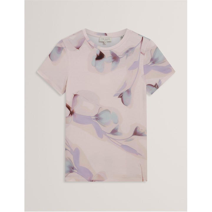 Ted Baker Women's Pink Printed Slim Fit T-Shirt in Size 8, Sports Direct