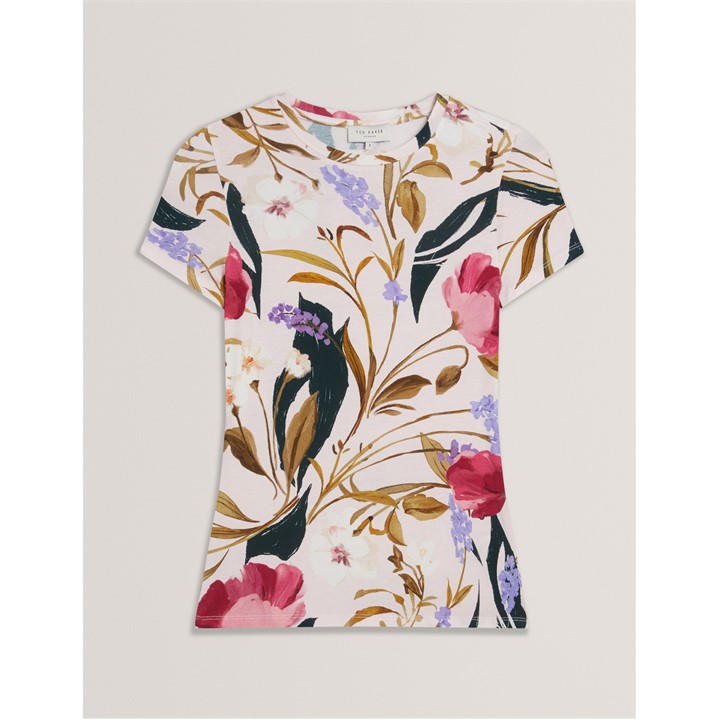 Ted Baker Women's Pink Ted Print T-Shirt Size 8