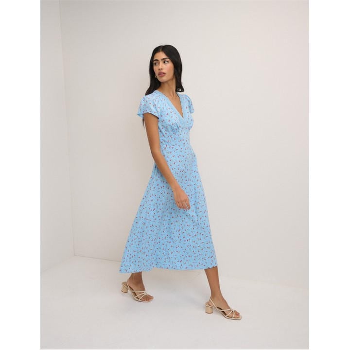 Nobodys  Women's Blue Nc Kacey Midi Dress in Size 18, Sports Direct