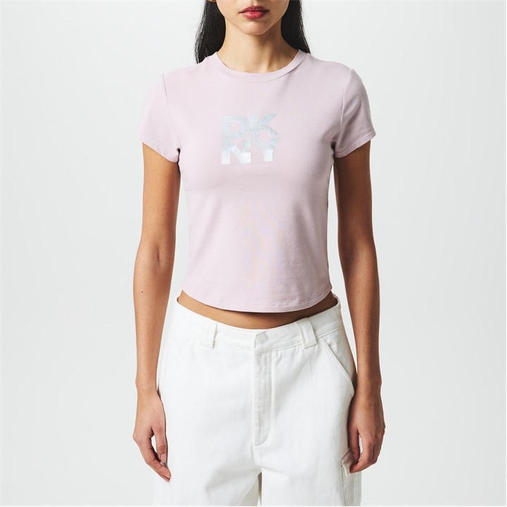 Dkny Women's Pink Logo Crop Top in Size 10, Sports Direct