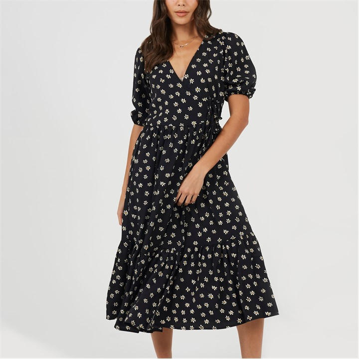 Brave Soul Women's  V Neck Wrap Dress in Size 10, Sports Direct