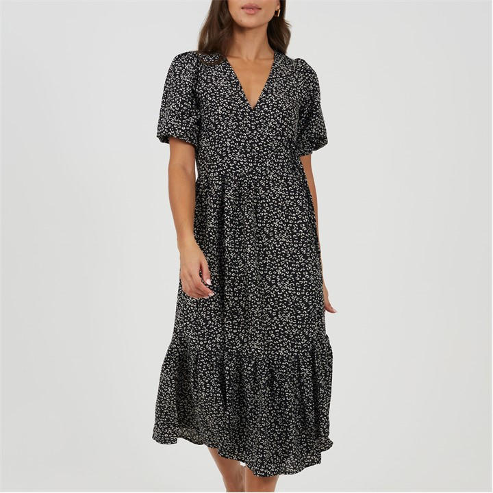 Brave Soul Women's  V Neck Wrap Dress in Size 10, Sports Direct