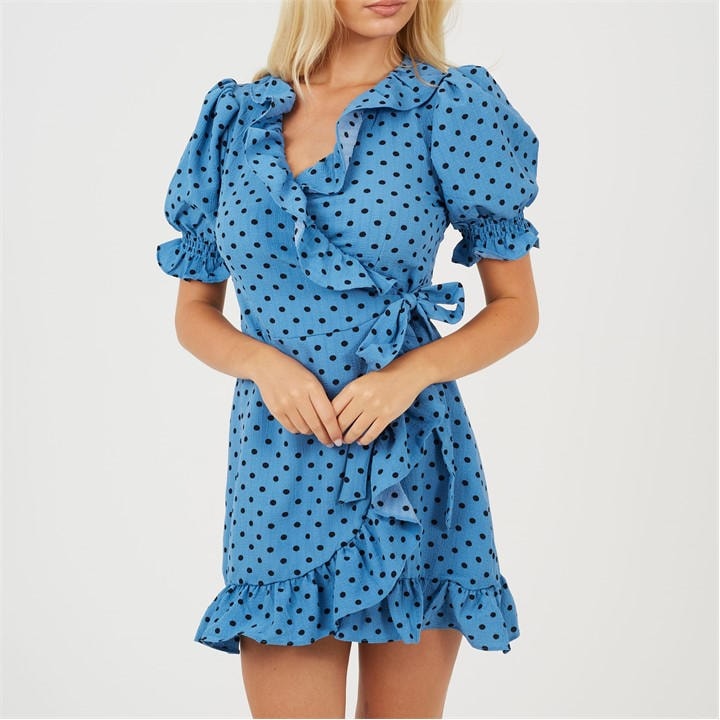Brave Soul Women's Blue Wrap Dress in Size 8, Sports Direct