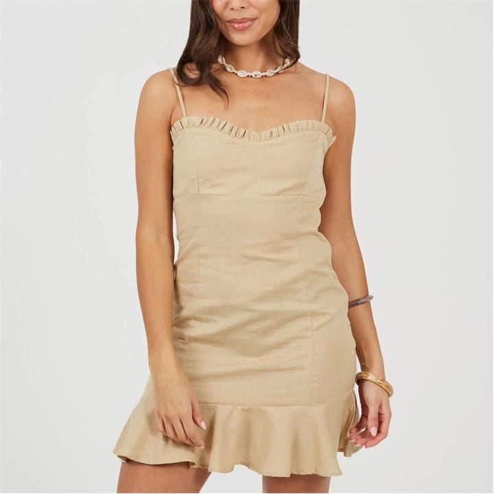 Brave Soul Women's Beige Mini Dress in Size 14, Sports Direct