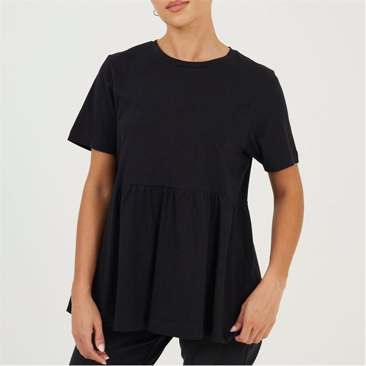 Brave Soul Women's Black Jersey Smock T-Shirt in Size 14, Sports Direct