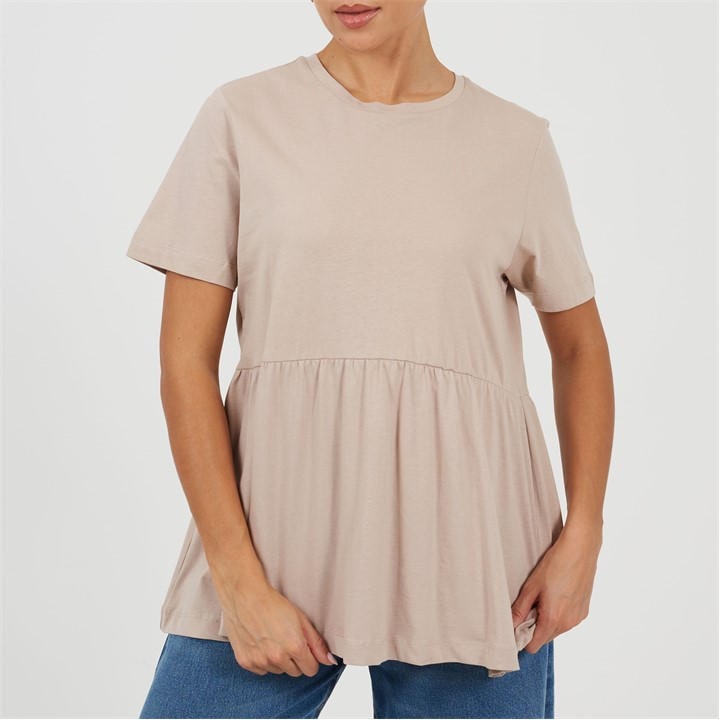Brave Soul Women's Beige Jersey Smock T-Shirt in Size 8, Sports Direct