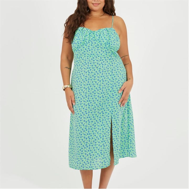 Brave Soul Women's  Bs Plus Size Strappy Floral Midi Dress With Split Detail in Size 22, Sports Direct