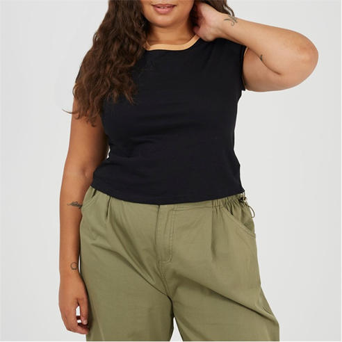 Brave Soul - Plus Size Short Sleeve T-shit with Contrast Neck and Sleeve Rib