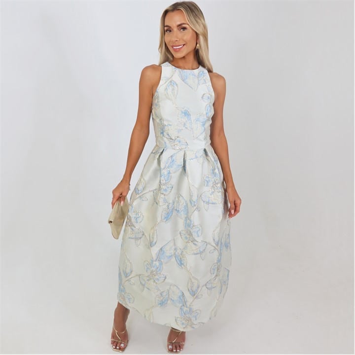 Paris  Women's  Ice Floral Jacquard Racer Neck A-Line Midi Dress, Football by AX  in Size 12, Sports Direct