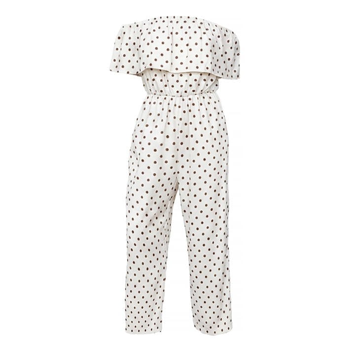 Paris  Women's  And Brown Polka Dot Bardot Frill Culotte Jumpsuit, Football by AX  in Size 10, Sports Direct