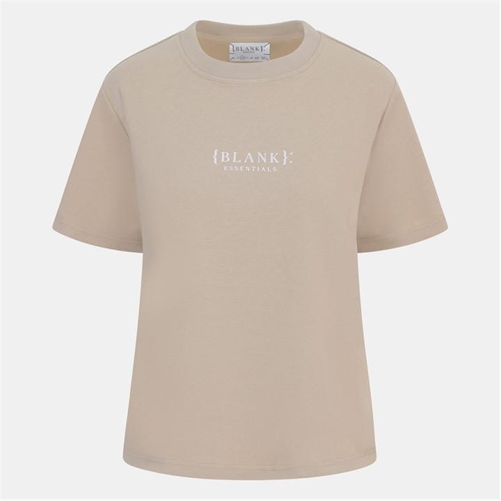 Blank Essentials Women's Beige Blank E Core Puff Print T-Shirt in Size 12, Sports Direct