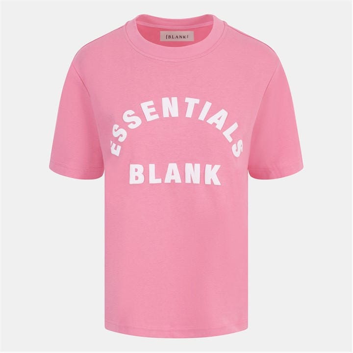 Blank Essentials Women's Pink Blank Arched Print Puff T-Shirt in Size 12, Sports Direct