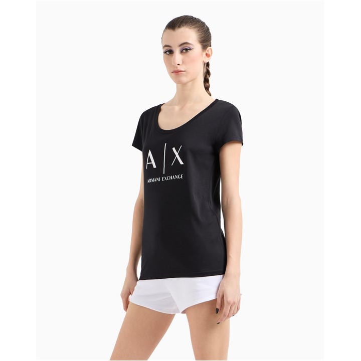 Armani Exchange Women's Black Logo T-Shirt in Size 8, Sports Direct