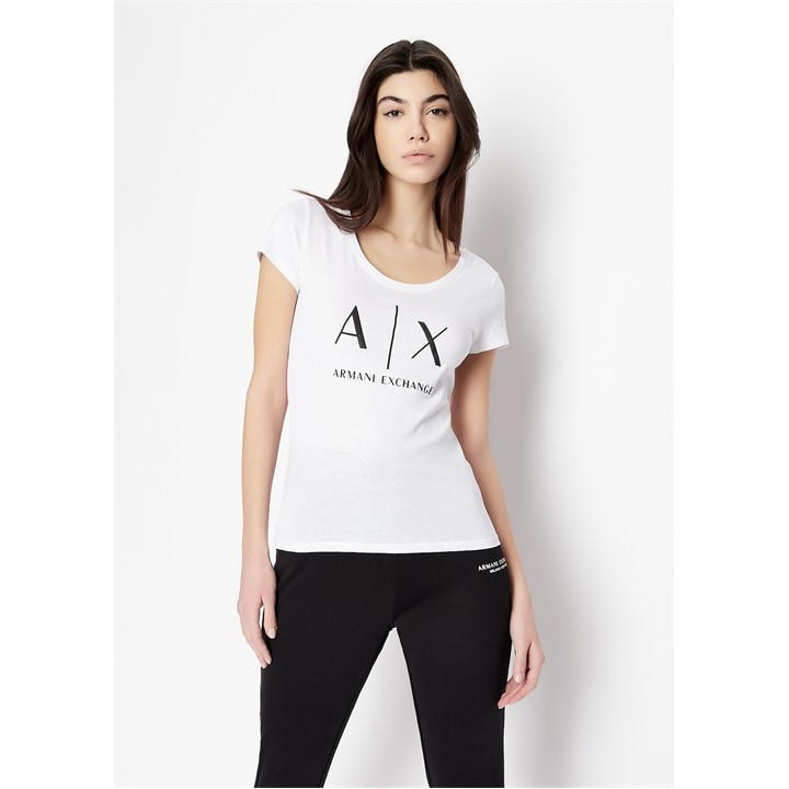 Armani Exchange Women's White Logo T-Shirt in Size 8, Sports Direct