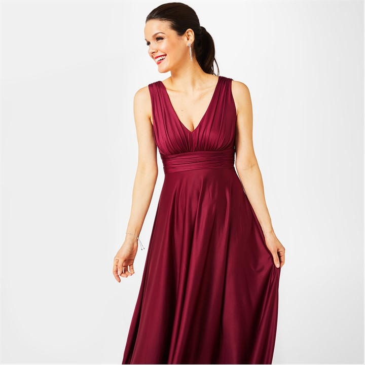 Biba Women's Red Bridesmaid Deep V Maxi Dress in Size 6, Sports Direct