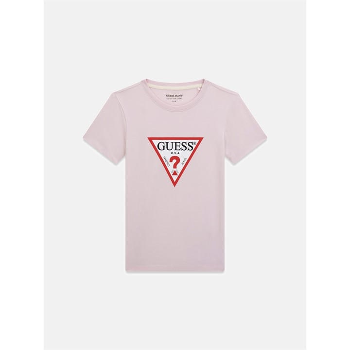 Guess Women's Pink Triangle Logo T-Shirt in Size 10, Sports Direct