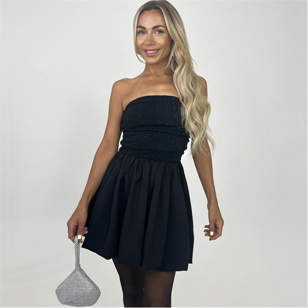 Black - AX Paris - Black 2 in 1 Embellished Top Bubble Hem Mini Dress