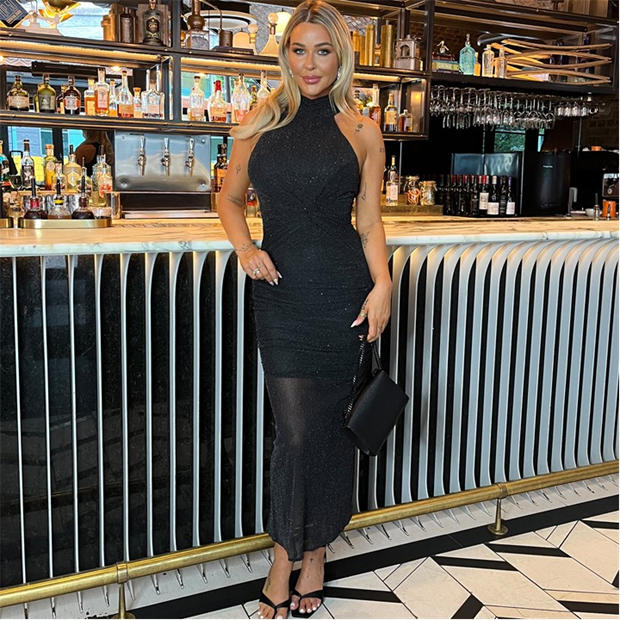Black - AX Paris - Black Diamante Halter Neck Knot Detail Midi Dress