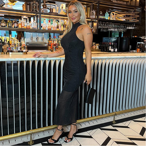 Black - AX Paris - Black Diamante Halter Neck Knot Detail Midi Dress
