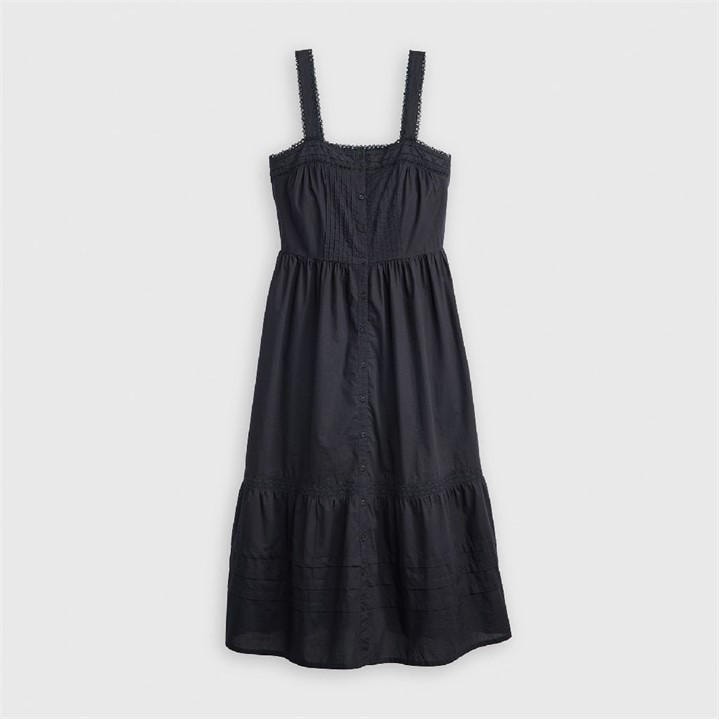 Levis Women's Black Cici Midi Pinafore Dress in Size 8, Sports Direct