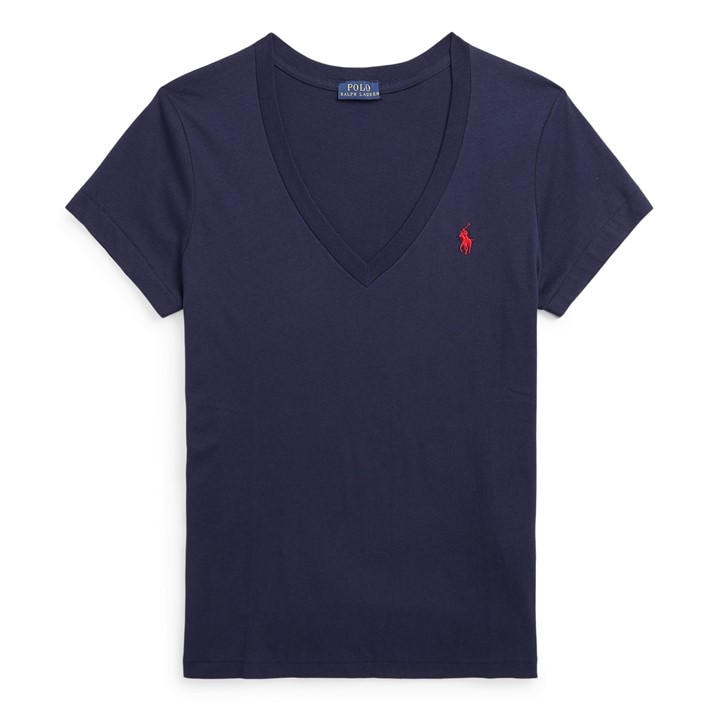Polo Ralph Lauren Women's Blue V-Neck T-Shirt Size 12