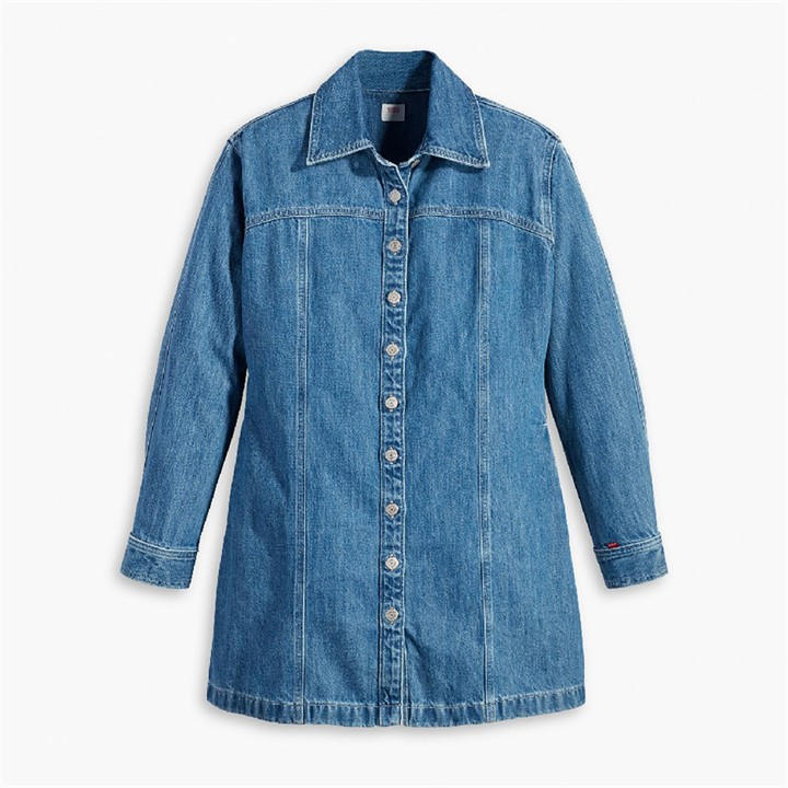 Levis Women's Blue Shay Denim Old Shirt Dress in Size 8, Sports Direct
