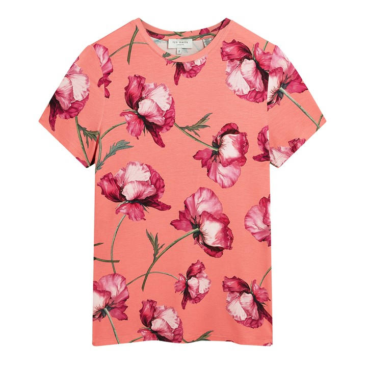 Ted Baker Women's Orange All Over Print Tee in Size 14, Sports Direct