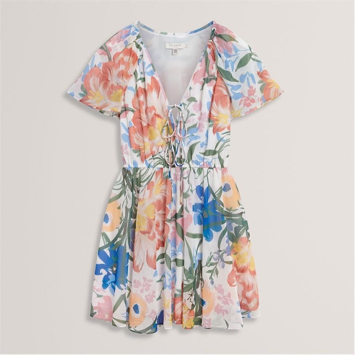 Ted Baker Women's White Print Midi Dress in Size 10, Sports Direct