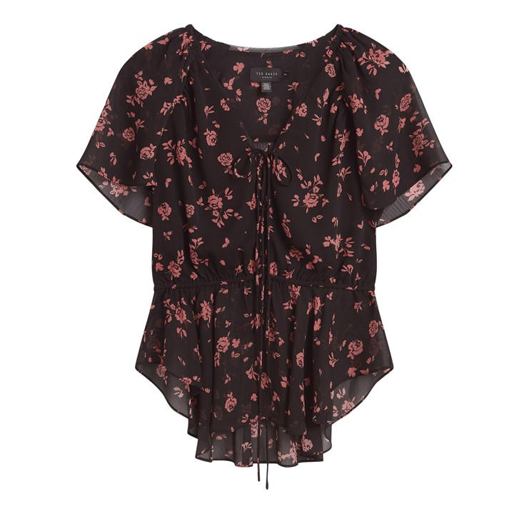 Ted Baker Soft Woven Peplum Top Black Size 8 (Xs) - Image 3