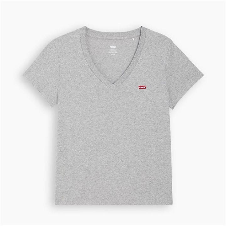 Levis Women's Grey Perfect V-Neck T-Shirt in Size 8, Sports Direct