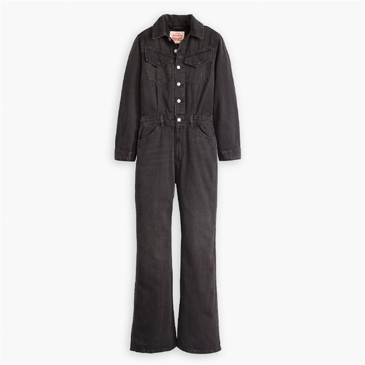 Levis Women's Black Wstrn Jumpsuit in Size 26 R, Sports Direct