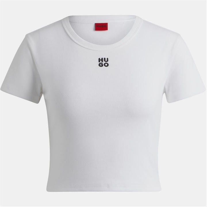 Hugo Women's White Delanor Cropped T-Shirt in Size 10, Sports Direct