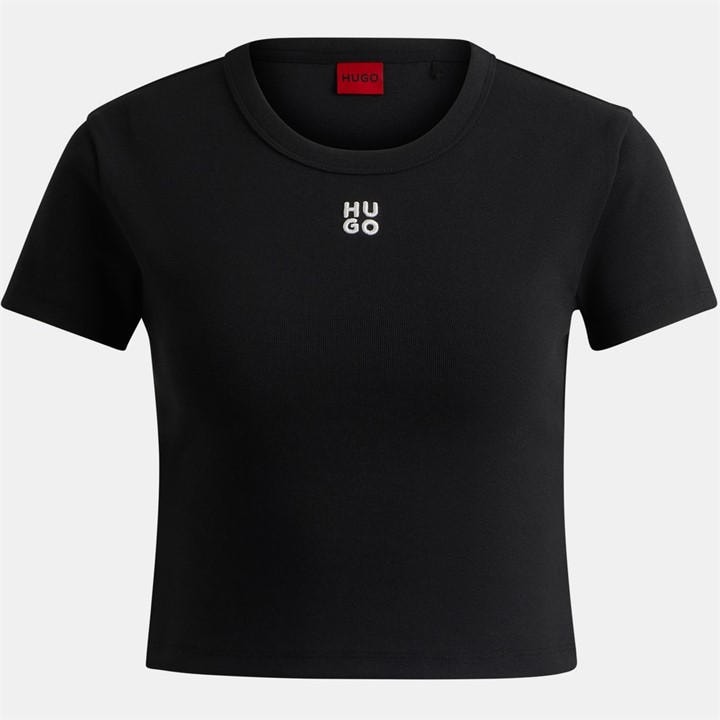 Hugo Women's Black Delanor Cropped T-Shirt in Size 14, Sports Direct