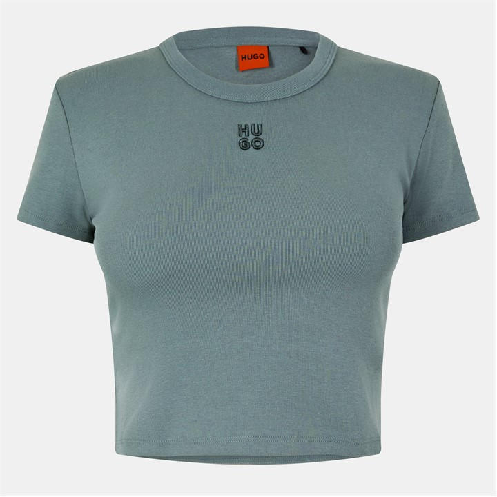 Hugo Women's Green Delanor Cropped T-Shirt in Size 14, Sports Direct