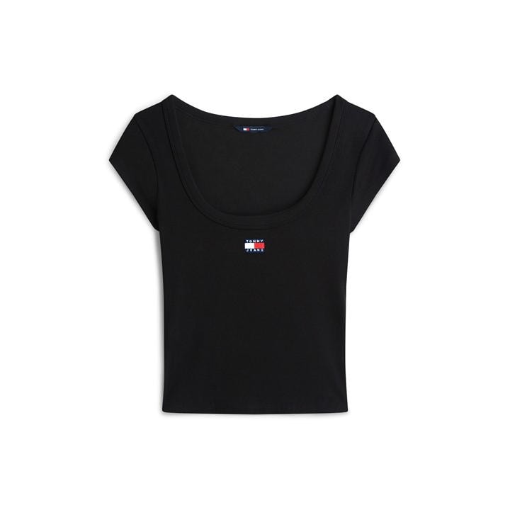 Tommy Jeans Women's Black Slim Fit T-Shirt in Size 10, Sports Direct