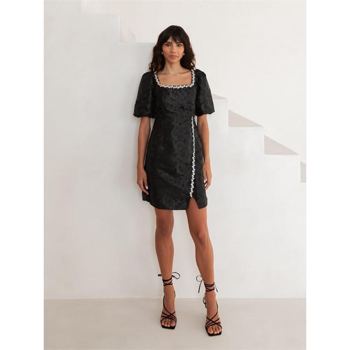Lovedrobe Women's Black Jacquard Mini Dress in Size 10, Sports Direct